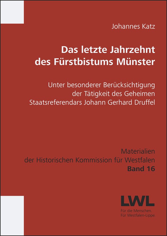 Rotes Buchcover der Veröffentlichung "Das letzte Jahrzent des Fürstbistums Münster"