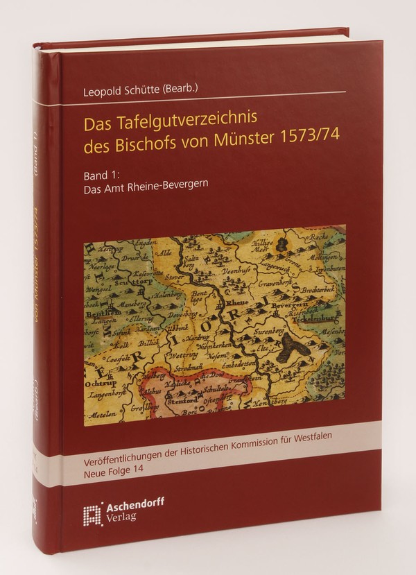 Zu sehen ist das Titelbild der Veröffentlichung, ein Ausschnitt einer zwischen 1671 und 1710
gedruckten Karte mit dem Amt Rheine-Bevergern